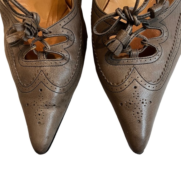 Hermes Vintage Tassel Bow Kitten Heels, Sz 40 - Picture 5 of 16